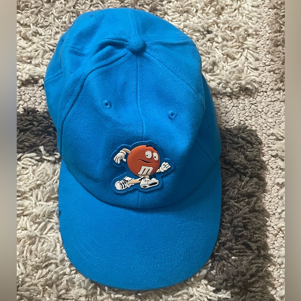 VINTAGE 1998 M&M Crispy Hat Turquoise Strap Back Cap Rare Mars Candy Promo m&ms